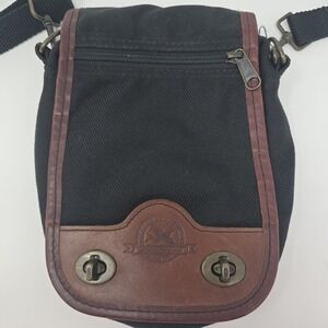 Vintage Eddie Bauer Outfitters black 
Canvas Leather Trim Messenger Bag